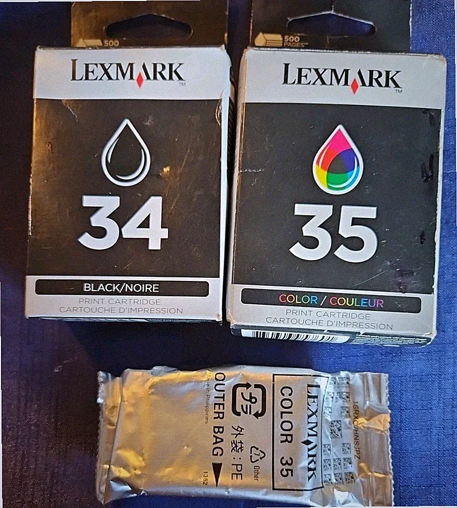 1-34 & 2-35 Lexmark Genuine Black & Colour High Yield Ink Cartridges-FREE SHIPN!