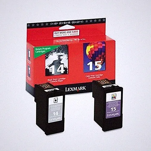 2 NEW Genuine Sealed Bag Lexmark 14 Black 15 Color Inkjet Cartridges - NO BOX