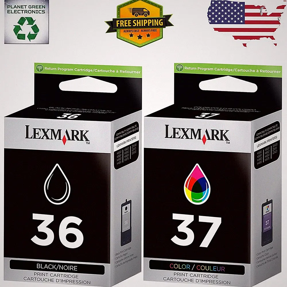 Black Genuine Lexmark 36 37 2PK Ink Cartridges X Series X3650 Z Series Z2420