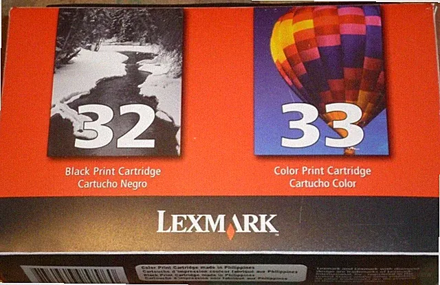 BRAND NEW SEALED 2 pack Genuine Lexmark 32 & 33 Black & Color Ink Cartridges