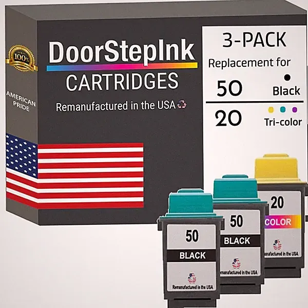 DoorStepInk Compatible Ink Cartridges for Lexmark #50 2Black / #20 Tri-Color-USA