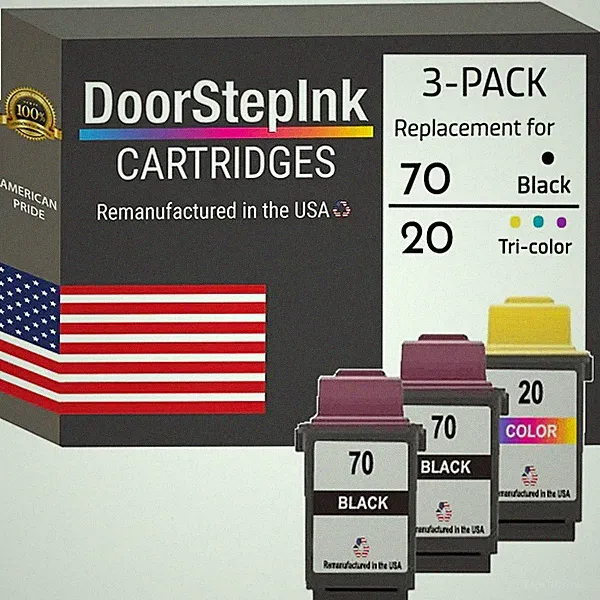 DoorStepInk Compatible Ink Cartridges for Lexmark #70 2Black / #20 Tri-Color-USA
