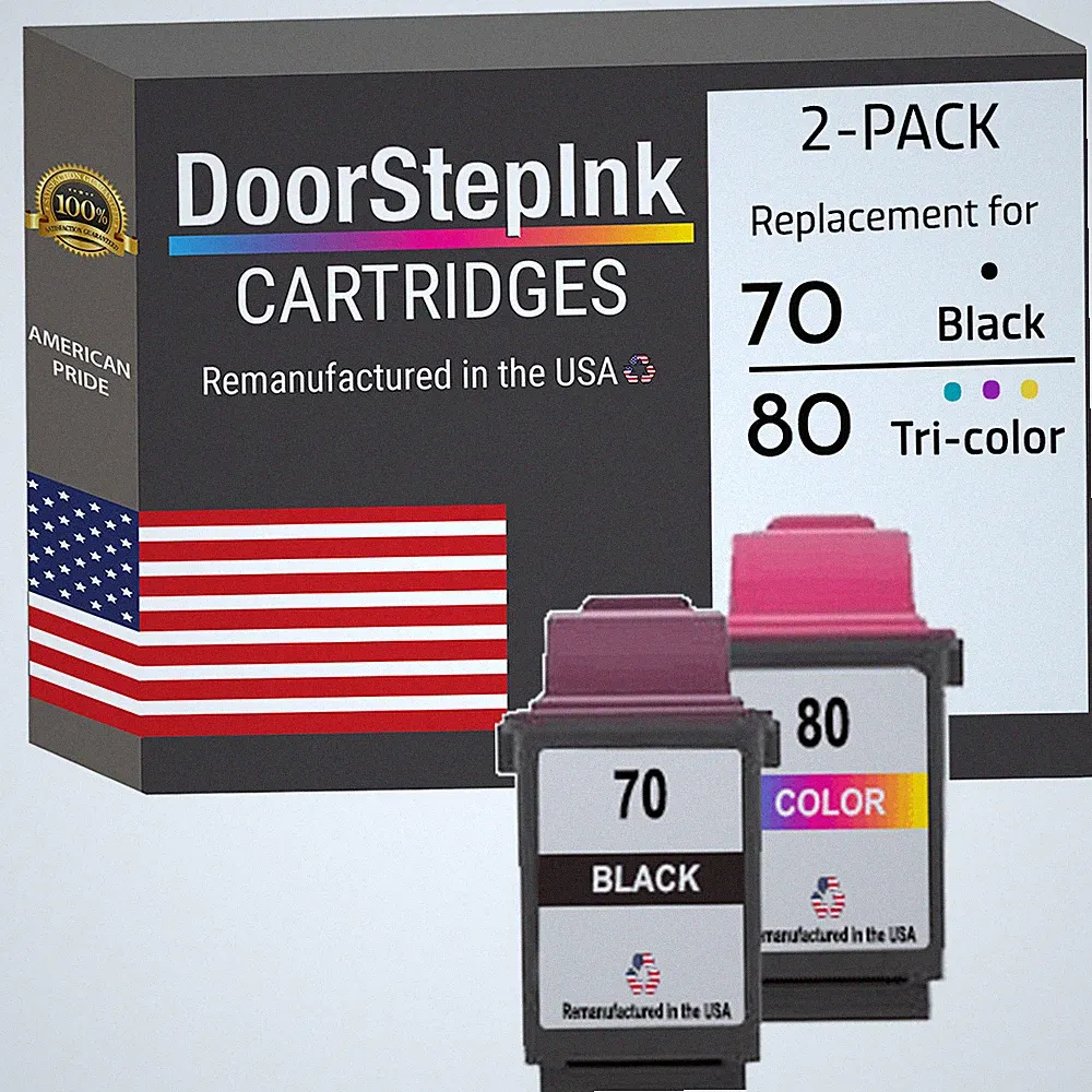 DoorStepInk Compatible Ink Cartridges for Lexmark #70 Black & #80 Tri-Color-USA