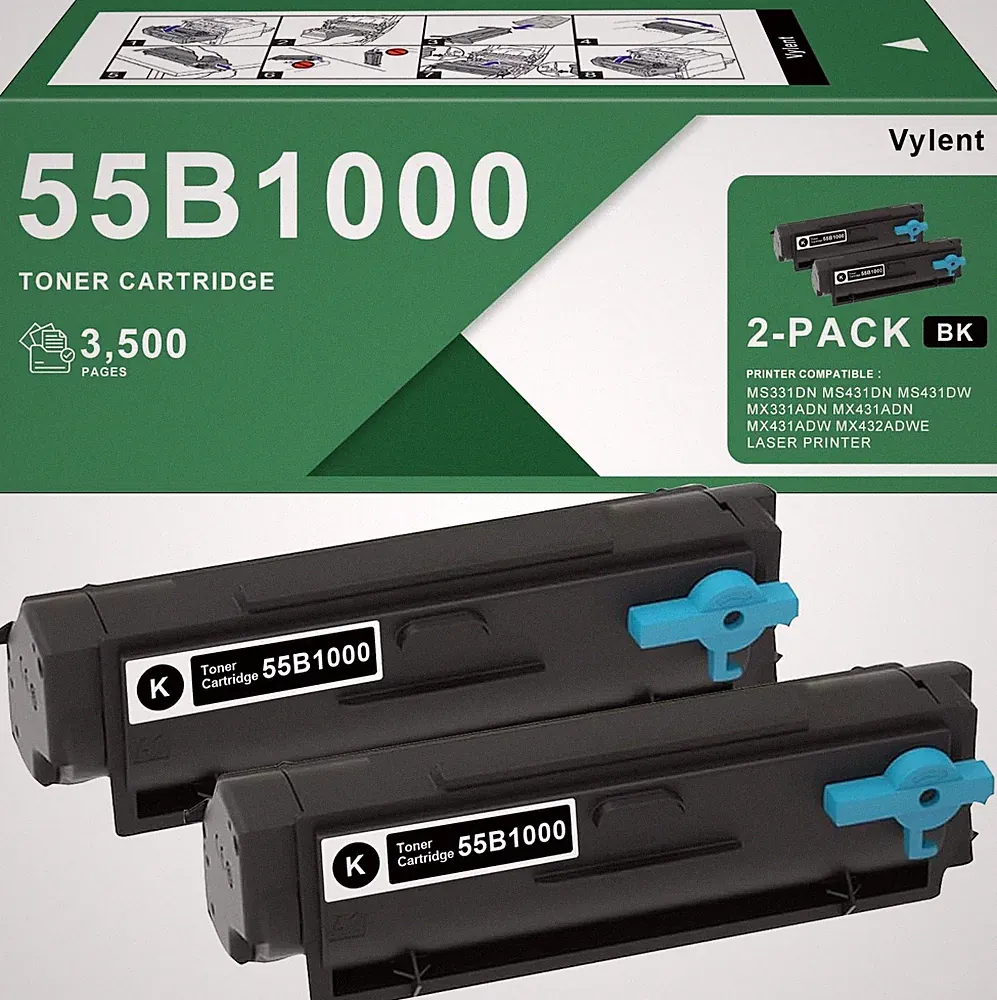 Laser Printer Ink 55B1000 Lexmark 2-Pack Black