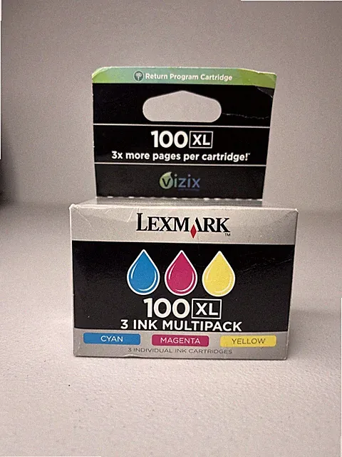 Lexmark 100XL Vizix Ink Cartridges Multi-Pack Cyan Magenta Yellow 3-Pack New