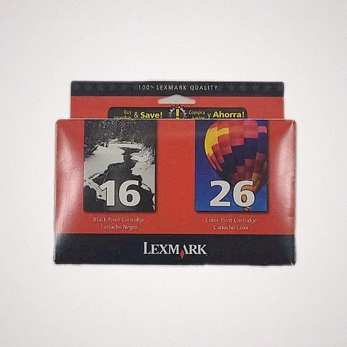 Lexmark #16 Black and #26 Color Ink Cartridges SEALED In Package.