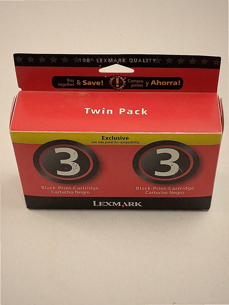 Lexmark 3 & 3 Black Print Cartridges Ink Combo Pack - New