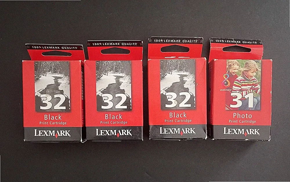 LEXMARK 32 BLACK INK 31 PHOTO PRINT CARTRIDGE Lot of 4 New
