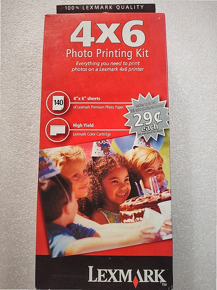 Lexmark 4X6 Photo Printing Kit P315 P450 Color Ink Cartridge & Photo Paper