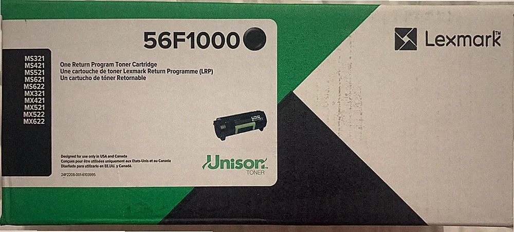 Lexmark 56F1000 Black High Yield Toner Cartridge Genuine OEM Sealed Retail Box