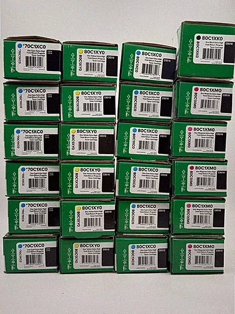Lot 24 Genuine Lexmark CX510 Laser Toner Cartridges Black Yellow Magenta Cyan