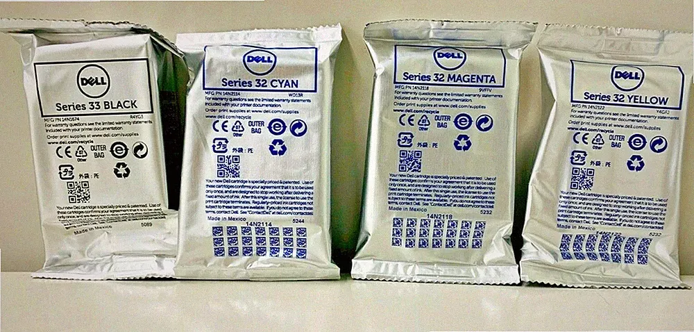 New Genuine Dell Series 32/33 Series Ink Cartridges Photo all-in-one V525w