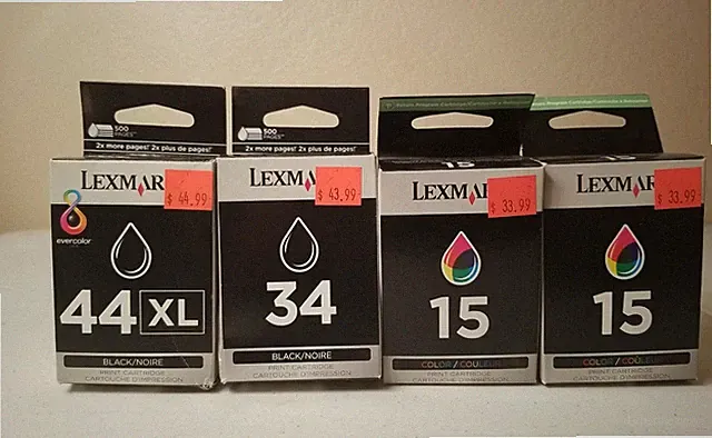 New Genuine Lexmark Ink lot of 4 2 Black, 2 Colored