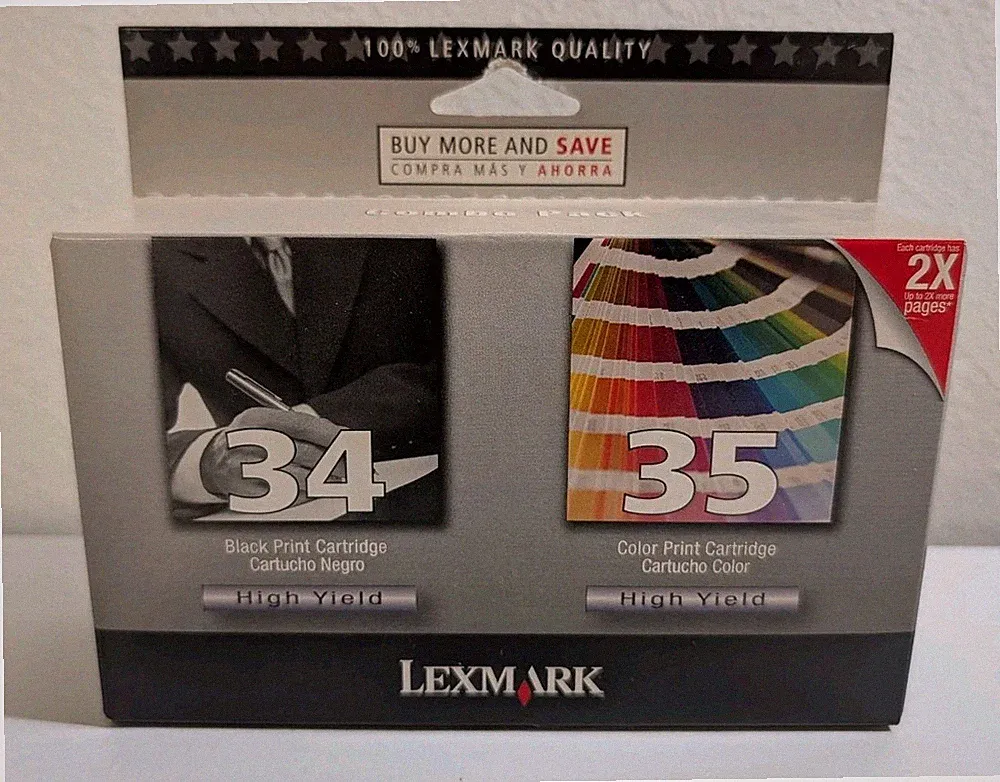 NEW Lexmark # 34 / 35 Twin pack Black & Color High Yield Ink Cartridges SEALED