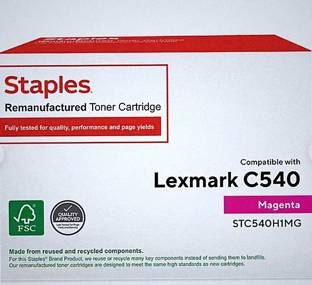 Staples High Yield Toner Cartridge- Lexmark C540 TRC540H1MG- MAGENTA